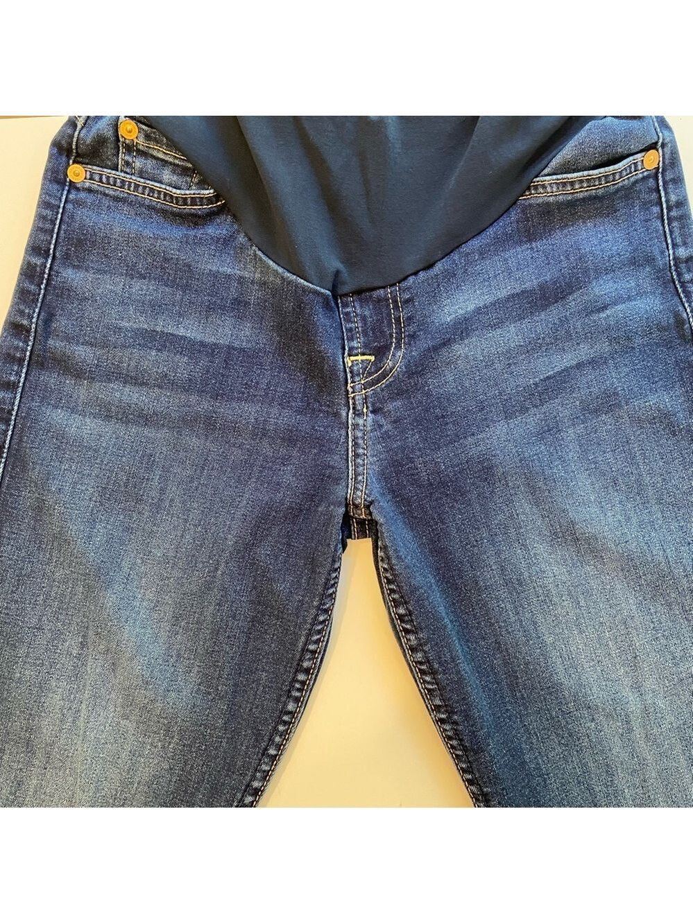 7 FAMK maternity jeans Secret fit belly style dark blue stretchy denim size 26 - Picture 5 of 14
